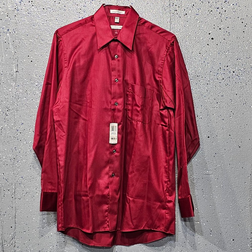 New Geoffrey Beene Sateen Wrinkle Free Mens Long Sleeve Button Down Dress Shirt